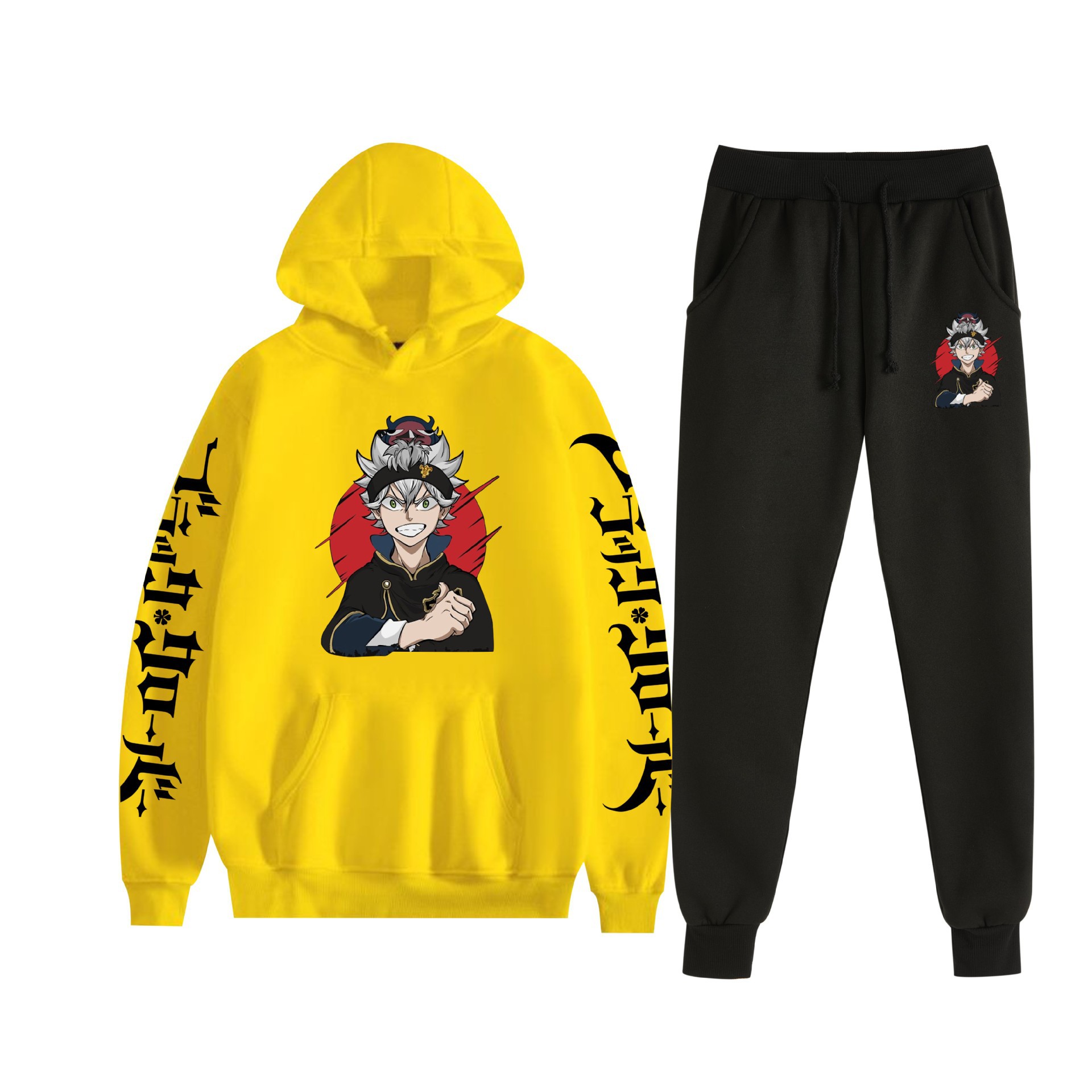 Comercio exterior nuevo estilo riman black trébol de cuatro hojas-Black Clover suéter con capucha corsés traje de dos piezas