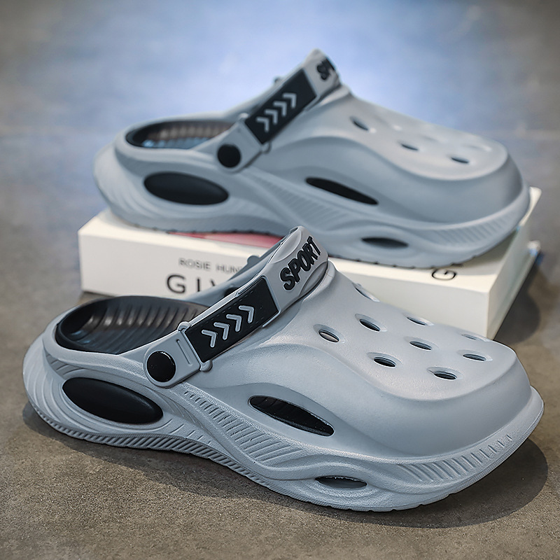 Zapatos de hombre 2025 verano nuevo estilo de los hombres zapatos con agujeros de boutique de dos desgaste fondo grueso al aire libre arena resistente al desgaste sandalias y zapatillas Baotou