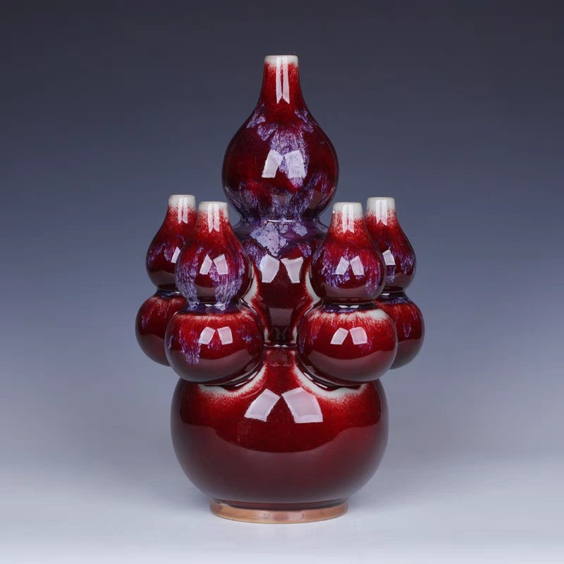 Jingdezhen Ceramics gules Dr. Chen gourd Chinaware vase Decoration Opening a living room Home Furnishing Arts and Crafts Large