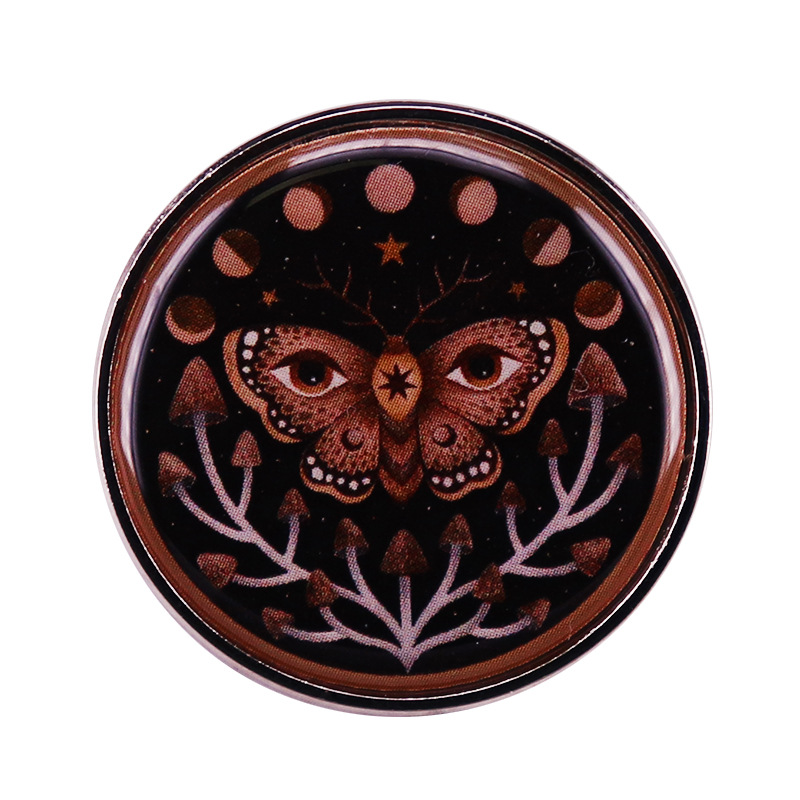 Magic Butterfly Brooch Antler Butterfly and Mushroom Badge Moon…