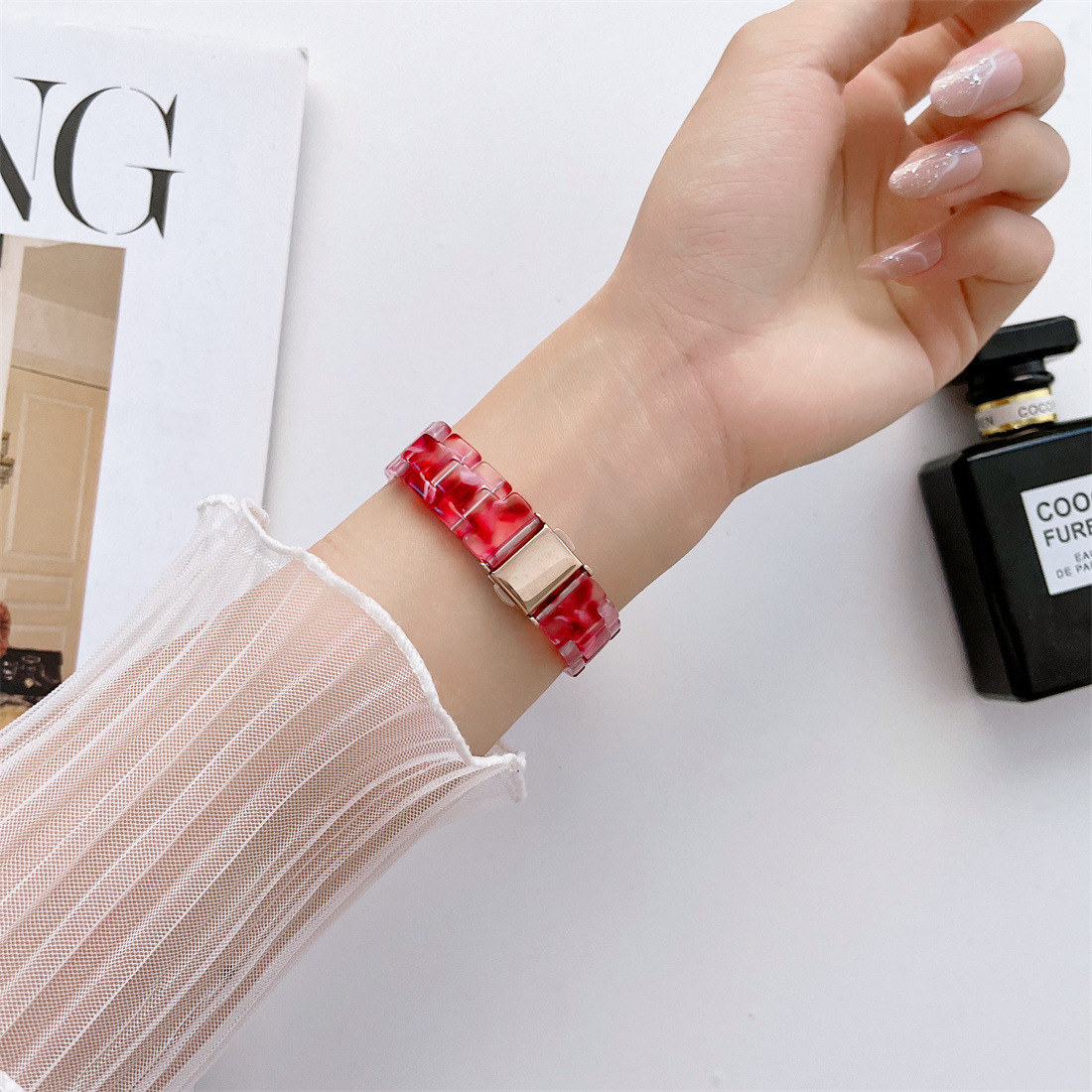 40g Weight Apple watch watchband Classification Resin Material Multicolor, Solid Color Pattern Casual, Retro Style Casual Retro Multicolor Solid Color Apple Watch Watchband 1