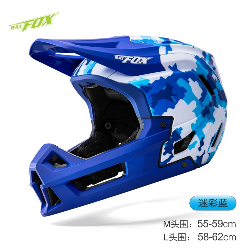 Полулицевая BMX-каска BATFOX для взрослых и подростков, камуфляжный рисунок, размеры M/L