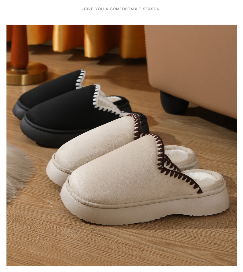 Autumn and winter home 4.0 thick slippers women's indoor and outdoor thick sole warm cotton slippers_voghion.com