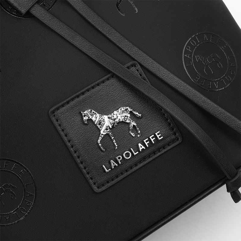 Mujeres cuerdas cubo bolsos casuales bolsos de mochila de ultrafibra negros europeos y estadounidenses sensación cool neutral LP7242#