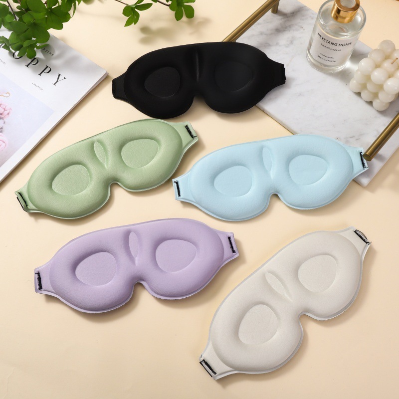 メーカー卸売 3D立体アイマスク 低反発メモリーフォーム 睡眠用遮光アイマスク スポンジ製 通気性 調整可能アイマスク|undefined