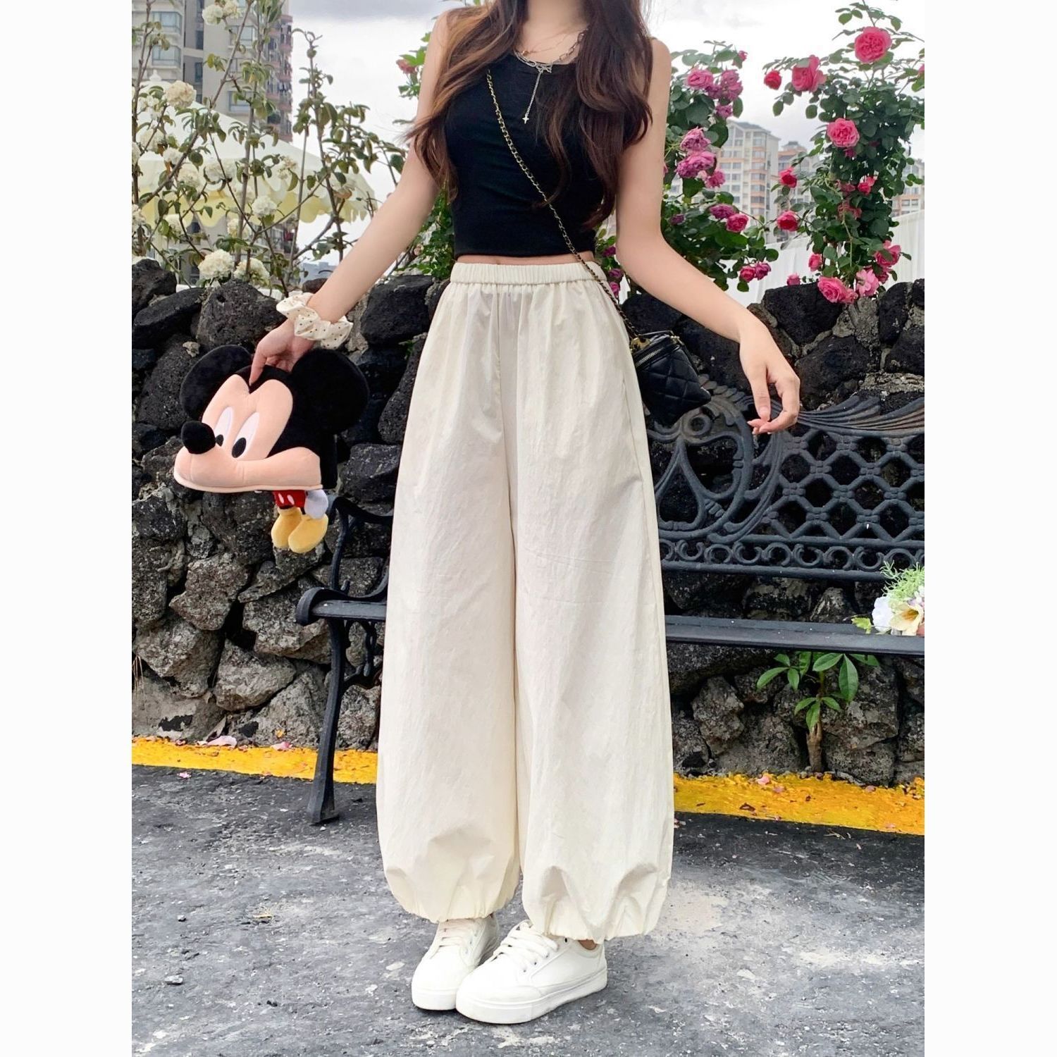 Sun Protection Quick-Drying Harem Pants for Women in Summer Thin Loose Slimming Look Draped Large Size Casual Straight Nine-Point Sports Pants