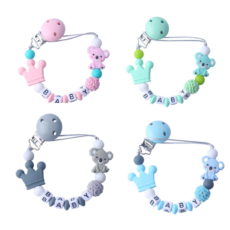 Baby food grade silicone anti-lost pacifier chain creative cartoon koala new style
