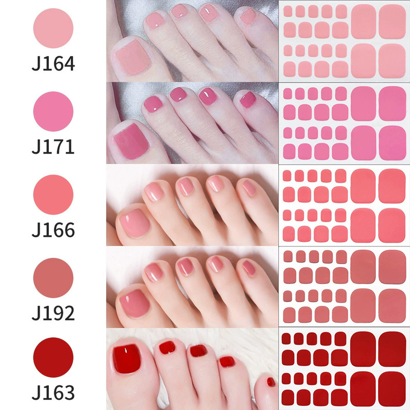 Solid Color Toenail Stickers Macaron Toe Full-Cover Stickers Wholesale Simple Toenail Stickers Mixed Nail Pieces Nail Art Starry Sky