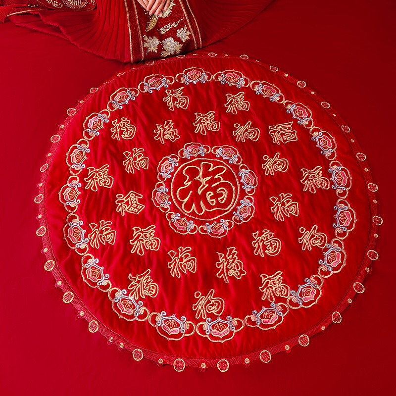 結婚式の祝福のキルト、高級刺繍キルト、花嫁の祝福のクッション、結婚式の部屋の装飾、小さなマットレス、持参金用品|undefined