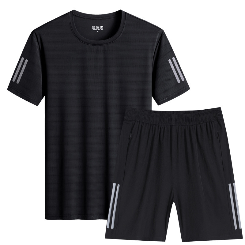 2023 deportes de verano y traje de ocio correr fitness hielo seda manga corta Camiseta más tamaño pantalones cortos traje logotipo imprimible