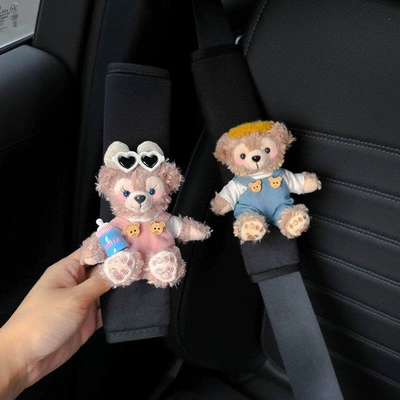 Artist Da Vinci Dada Car Seat belt shoulder pad - tianfei-light-blue-pants-and-sweet-pink-pants-2-black-shoulder-pads