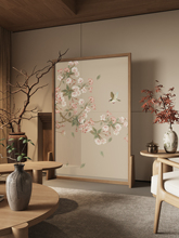 中式实木屏风隔断客厅简约现代花鸟民宿酒店进门家用遮挡移动座屏