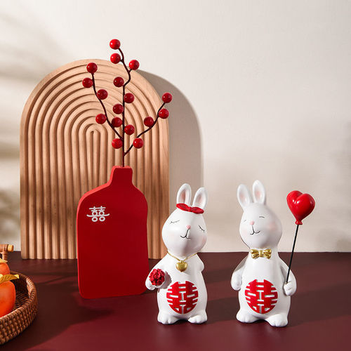 Engagement table wedding room decoration ornaments wedding preparation supplies creative Chinese living room entrance wooden vase home decoration