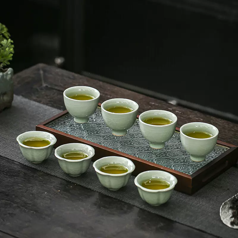 哥窑汝窑开片茶杯茶具小号主人杯泡茶壶单杯陶瓷功夫茶品茗杯茶盏