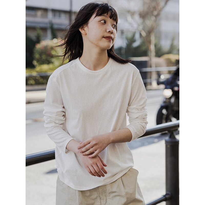 Simple Casual Round Neck Versatile Long-Sleeved Lightweight Cotton and Linen Knitted T-Shirt for Women 6008 Simple Casual Round Neck Versatile Long-Sleeved Lightweight Cotton and Linen Knitted T-Shirt for Women 6008