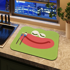 Large, Cute Kitchen Countertop Drain Mat – Dish & Plate Drying Pad, Heat-Resistant Insulator, Tea & Bar Counter Absorbent Cup Mat