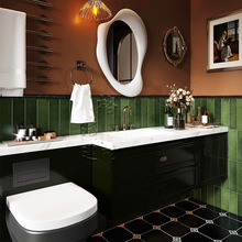 果绿色手工砖复古化妆室壁砖哑光釉面渐层绿浴室地砖厨房厕所瓷砖