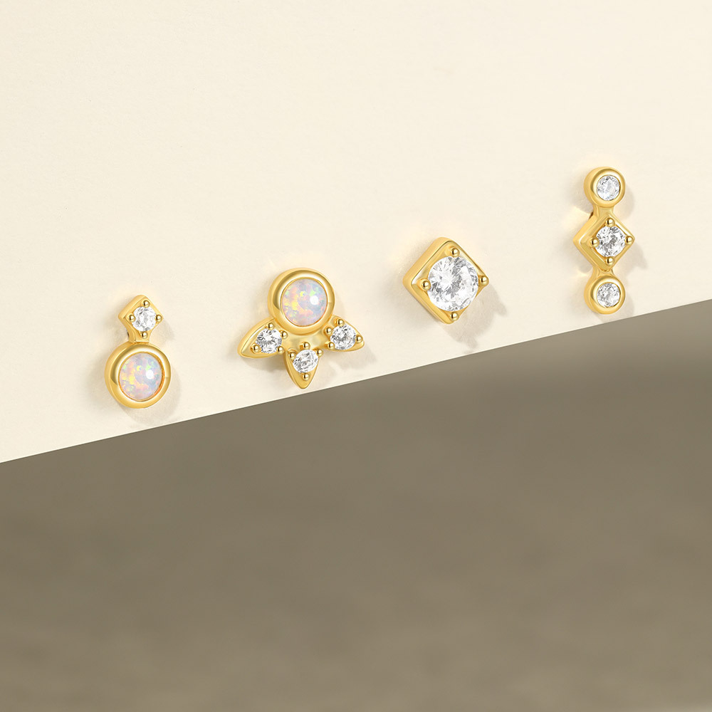 1g Weight 925 Sterling Silver Ear Needle Material Ear Studs Classification 4 Pieces Set Quantity Daily, Date Occasion 925 Sterling Silver Material Geometric Pattern Women's Gender Plating Design Simple Style, Classic Style Style 4 Pieces Set 925 Sterling Silver Geometric Ear Studs 19