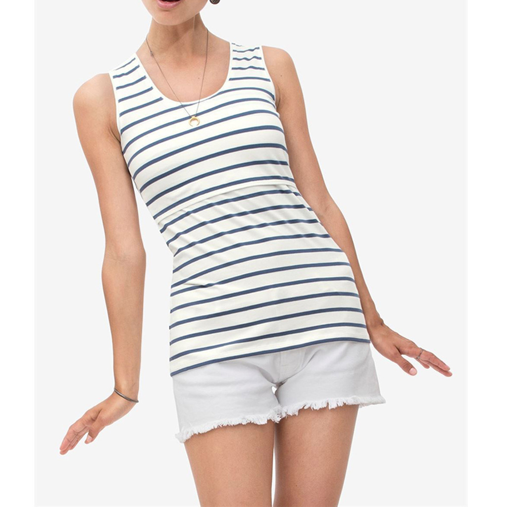 Hot-selling Maternity T-shirts, European And American Striped Vests, Sleeveless Nursing Clothes For Women_ecoleips.com
