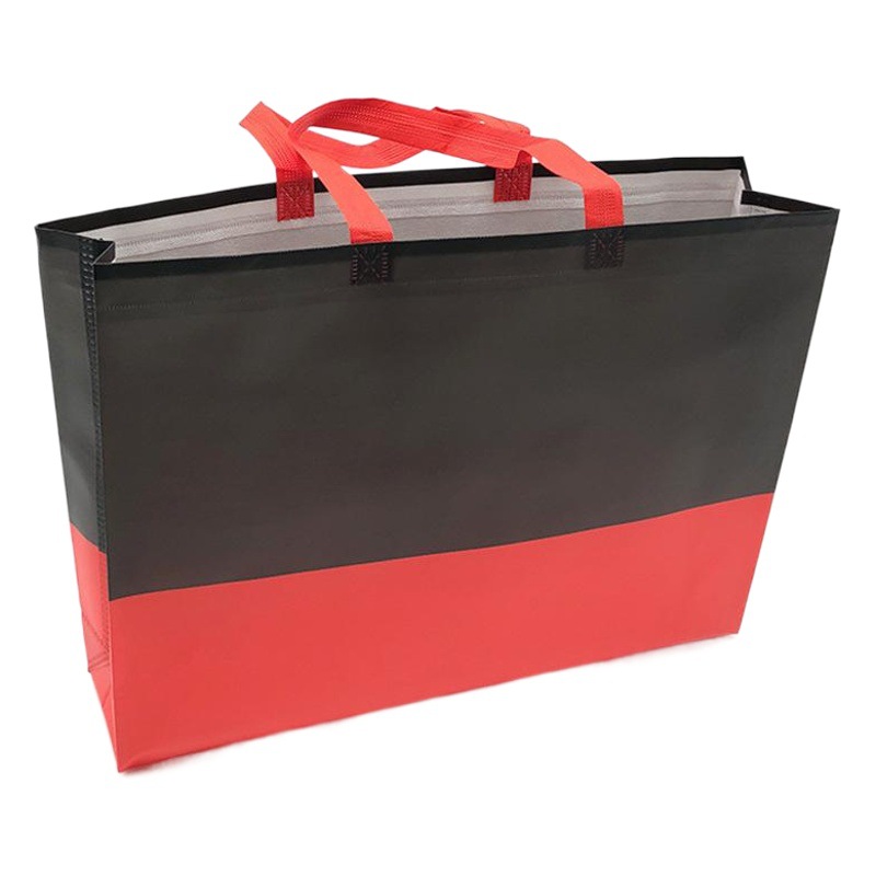 Película tridimensional bolsa portátil no tejida color protección del medio ambiente bolsa de compras portátil contraste color logo en stock bolso de las mujeres