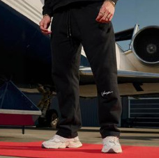 Youngla New Men's Sweatpants Heavyweight Terry Embroidered Long Pants Jogger Sports Fitness Straight Sweatpants