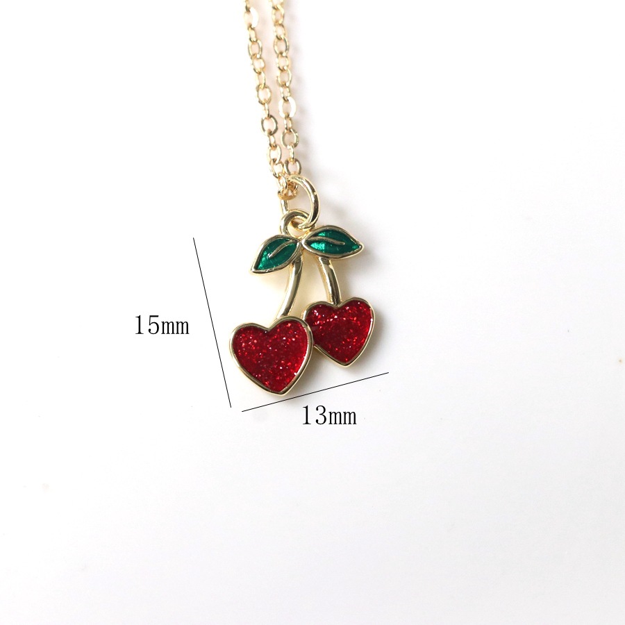 Daily Occasion Wholesale Jewelry IG Style Cherry Copper Plating Pendant Necklace Cable Chain