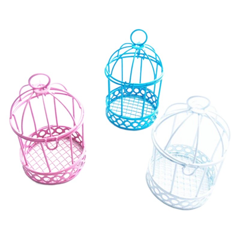Mini Caja de Almacenamiento Jaula de Pájaro de Hierro Decorativa para Escritorio y Dulces