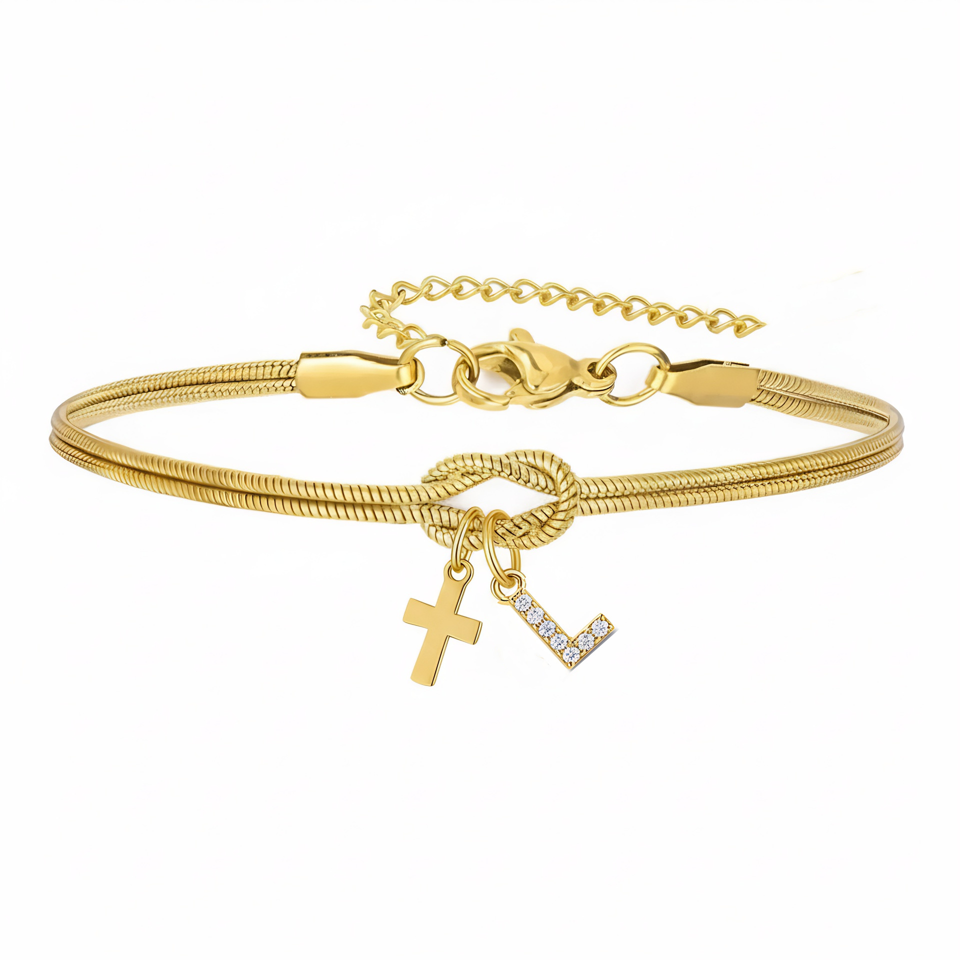 Concentric Knot Snake Bone Bracelet With Diamonds For Women_voghion.com