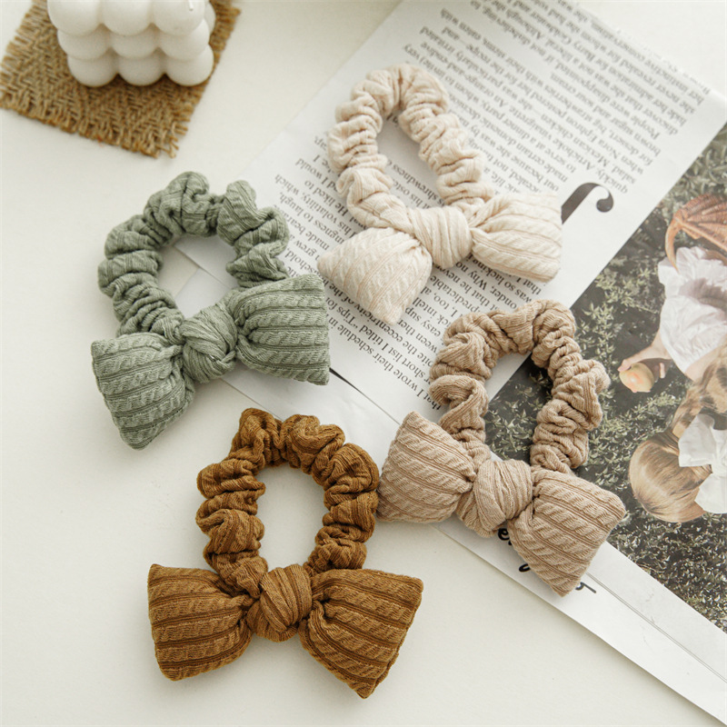 Fascia per capelli elastica per donna con fiocco imbottito in cotone PP, autunno e inverno, europea e americana, copricapo in lana_voghion.com