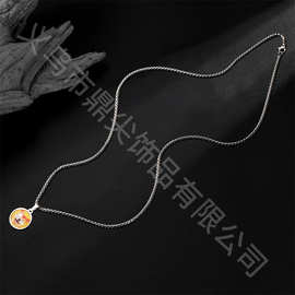 欧美跨境钛钢个性化定 制彩印照片彩图项链不褪色不锈钢简约吊坠