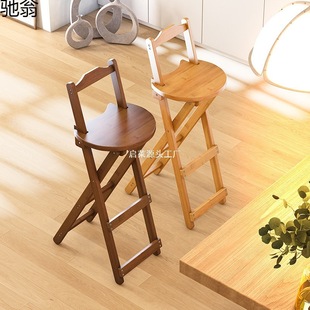 High Stool Solid Wood Round Stool Household Wooden Stool Dining Stool Simple Adult Commercial High Stool Log Stool Bar Chair