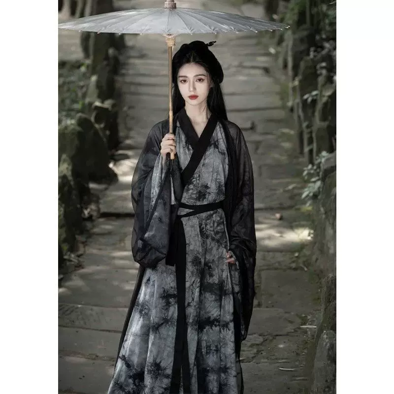 Black Hanfu for adults, spring set