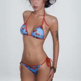ins风性感女神纯欲辣妹小樱桃三点式系绳比基尼Bikini游泳衣女