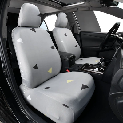 Elastic full-cover fabric seat cover Universal seat cover - gray-triangle-front-row-seat-cover-type-a-1-piece-universal-one-size-fits-all