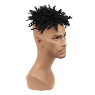 European and American men's wig block short hair dirty braid wig hair replacement block top personality reggae braid hair block dirty braid wig