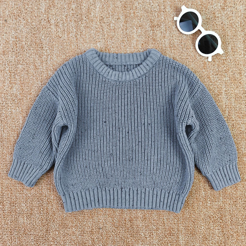 Autumn and Winter Pure Cotton Warm Round Neck Bottoming Sweater Knitwear Kidsren's Colorful Dot Cotton Loose Knitted Outwear Kidsren's Clothing Sweater