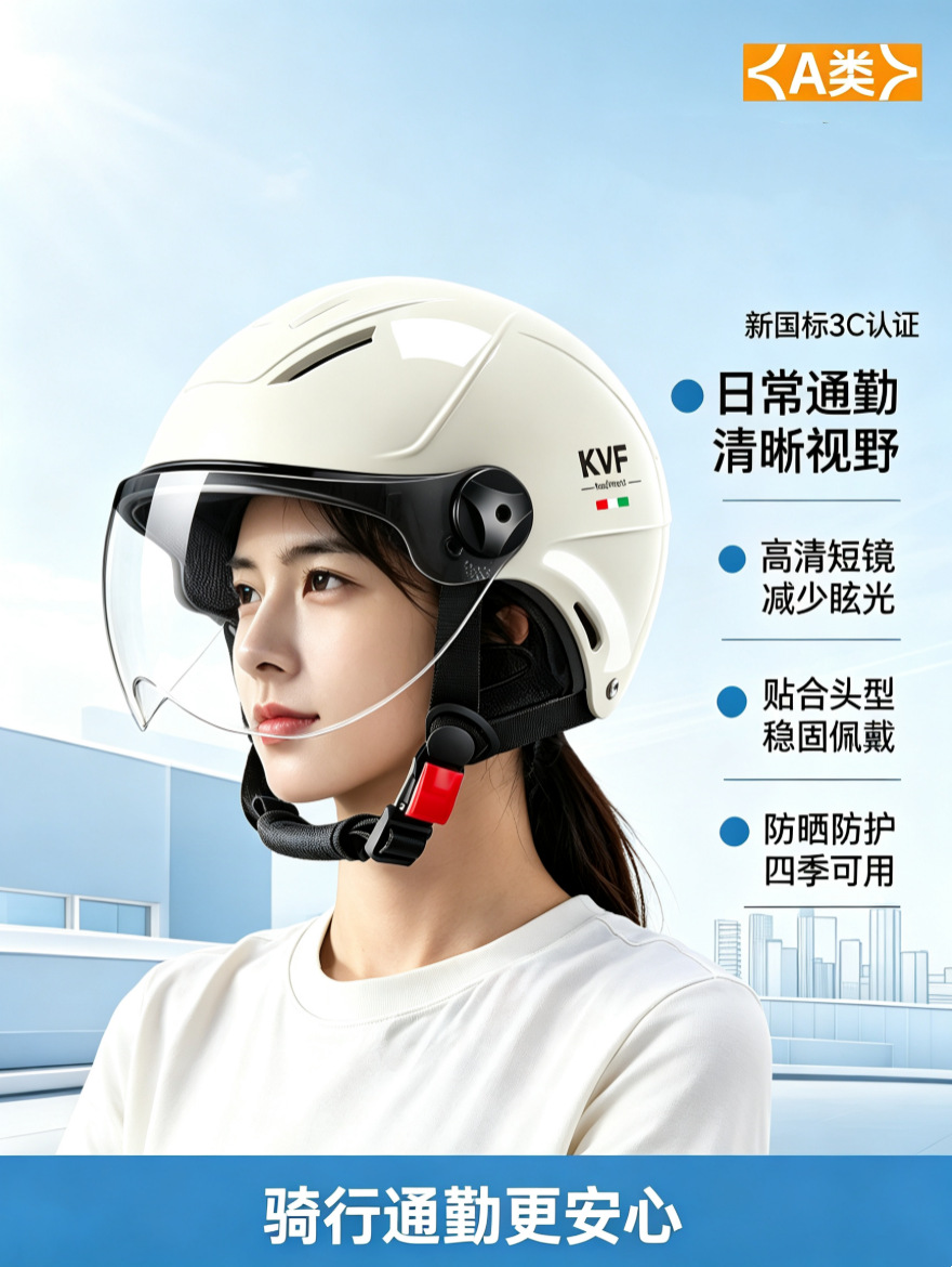 3C certified electric motorcycle helmet for men and women, summer half helmet, suitable for all seasons, electric scooter safety helmet