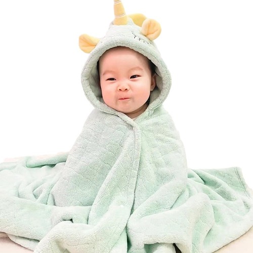 婴儿浴巾带帽斗篷新生幼儿童宝宝洗澡浴袍纯棉超软珊瑚绒秋冬季