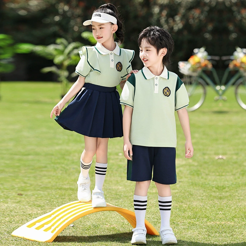 Uniform for students, summer clothing, children's sports suit, summer set for kindergarten, with short sleeve