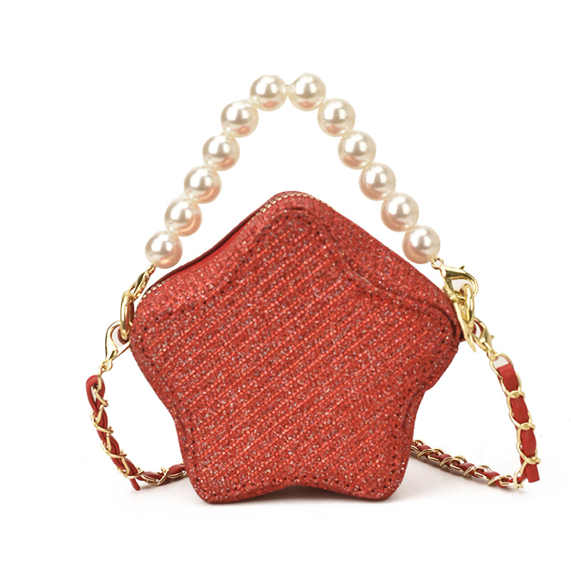 Estrella de cinco puntas estilo extranjero, bolsos de hombro para hombres y mujeres, bolsos de moda, mini bolsos de perlas coreanos, bolsos para niños