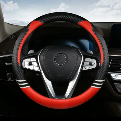 Steering wheel cover Manufacturer Wholesale Cartoon Car Steering - round-black-red-38cm