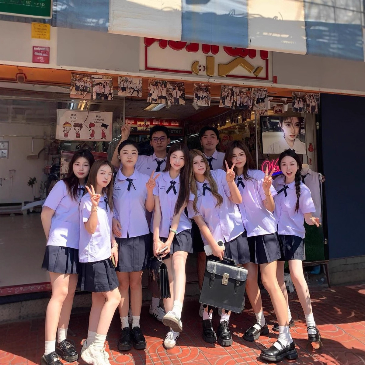 Thai Thai School Uniform Female Jk Uniform Student Shirt Junior High School Student Chorus Performance Uniform Graduation Class Uniform Suit