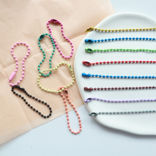 2.4mm painted bead chain DIY jewelry accessories metal keychain link wave bead chain clasp tag pendant hook connector chain