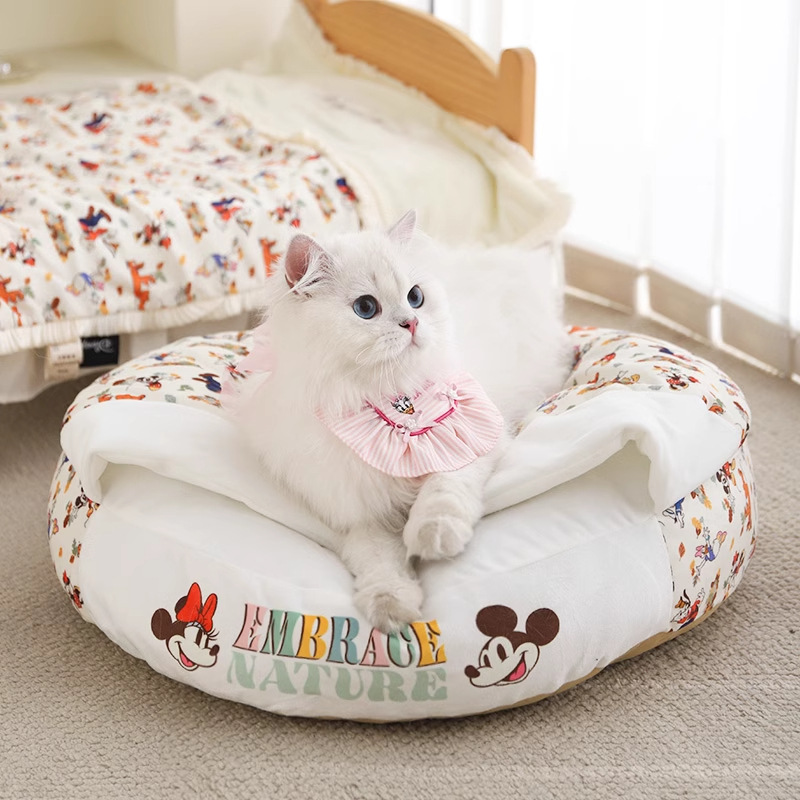 Disney serie Mickey gato nicho Mickey impresión completa bolsa de dormir cojín gatos cerrados mascotas perros nicho cuatro estaciones