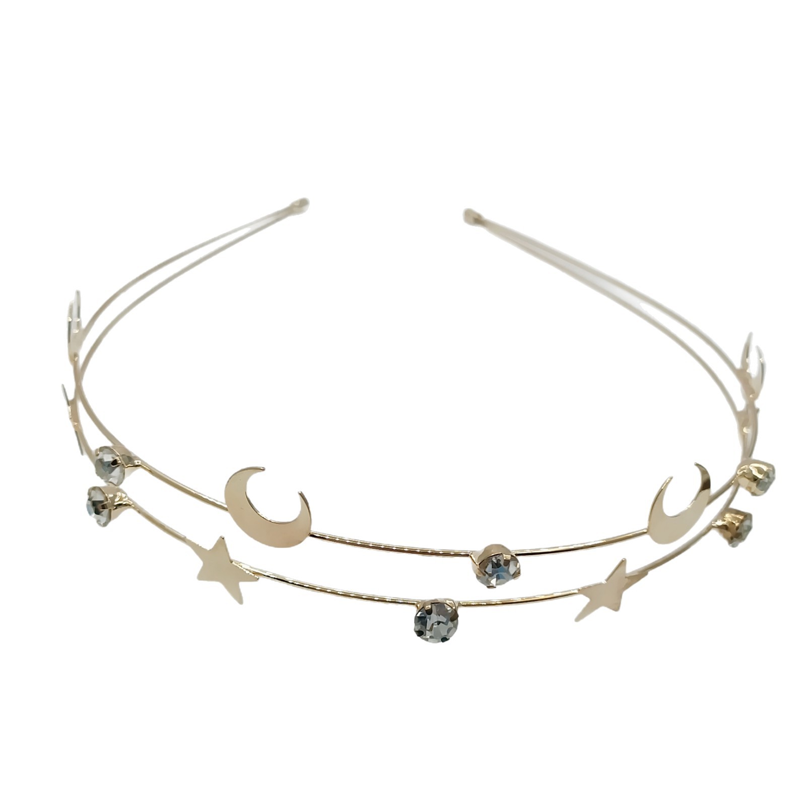 新しい韓国の金属の星空のカチューシャの前髪は星の月のドリルの合金のヘアピンのネットの赤いファッションの装飾品を掛けます。