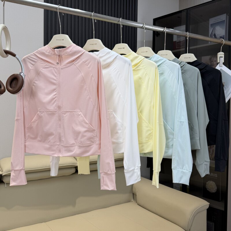 LU brand order! Slimming waist, ice silk cool and breathable, UPF100+ outdoor hooded sun protection yoga jacket LU brand order! Slimming waist, ice silk cool and breathable, UPF100+ outdoor hooded sun protection yoga jacket