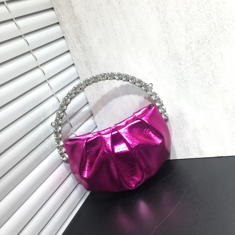 Bags for Women 2023 New Niche Rhinestone Clutch Bag with Diamond Pleated Mini Evening Bag Crossbody Cloud Small Round Bag Bags for Women 2023 New Niche Rhinestone Clutch Bag with Diamond Pleated Mini Evening Bag Crossbody Cloud Small Round Bag
