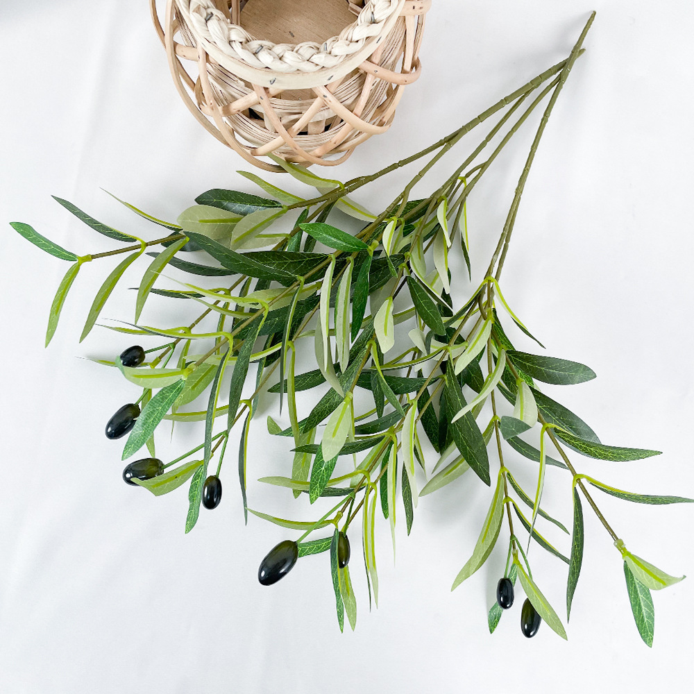 Simulación de plantas verdes, ramas de olivo con frutas, ramas de olivo, ramas falsas, bodas, accesorios de fotografía en el hogar, arreglos florales, adornos decorativos