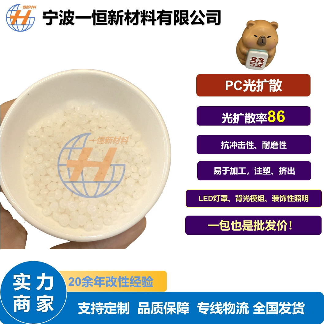 Пластиковые светорассеивающие частицы для ПК имеют коэффициент пропускания света 86%, что обеспечивает равномерное и мягкое рассеивание света, создавая комфортную световую среду.
