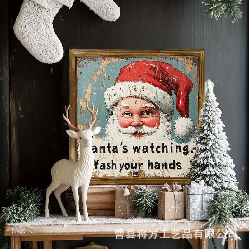 Cross-border Christmas Photo Frame Desktop Ornaments Farmhouse Santa Claus Photo Frame Slogan Wooden Decoration Ornaments Wall Frame